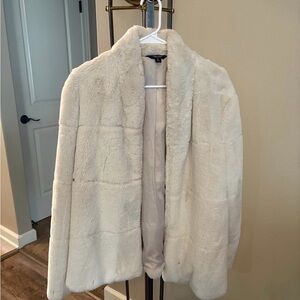 Women's Cream Faux Fur Coat